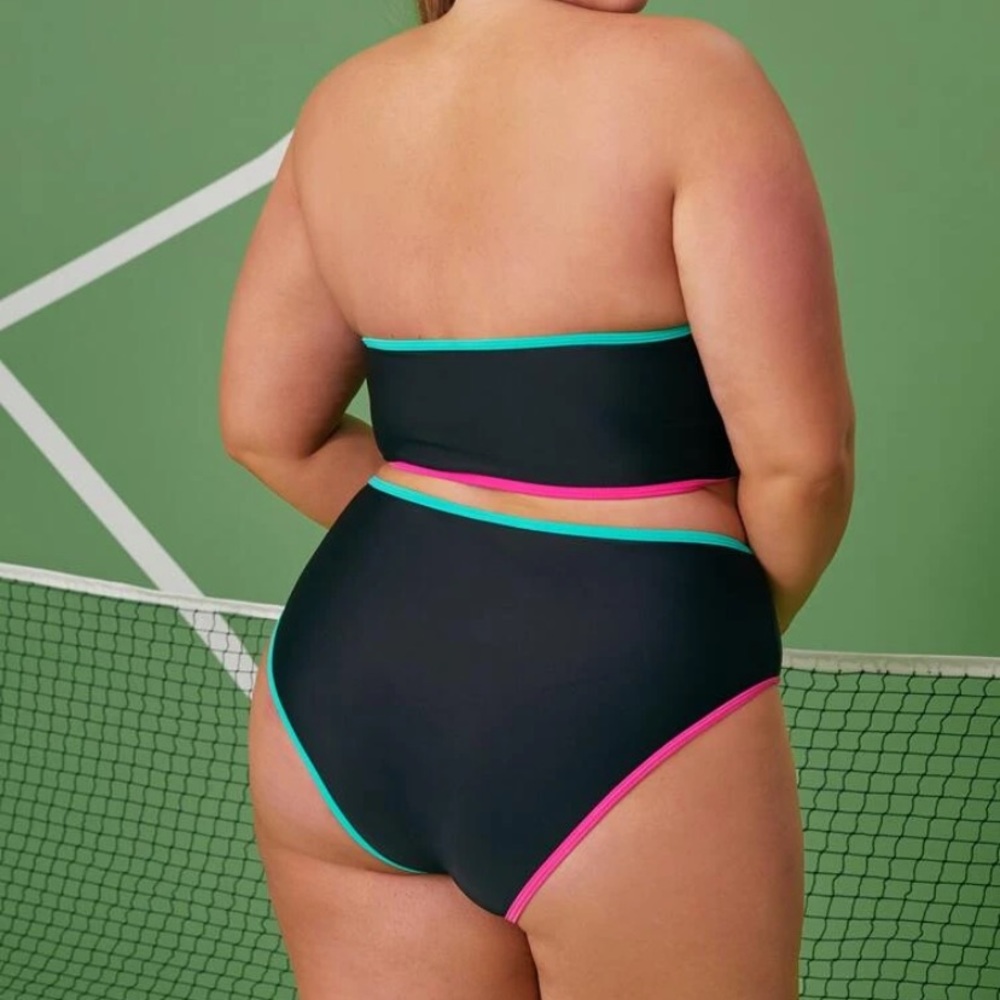 Black contrast bandeau bikini NWT high waisted